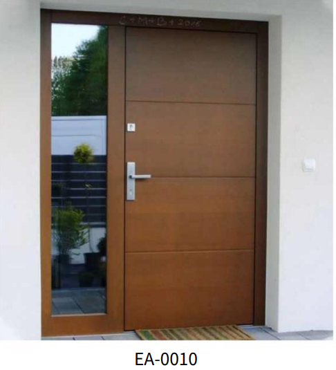 Porte d'entrée moderne en bois avec imposte vitrée latérale