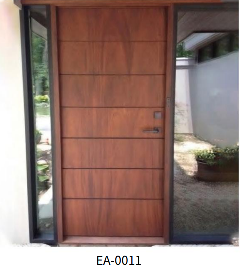 Porte d'entrée en bois massif à panneaux horizontaux