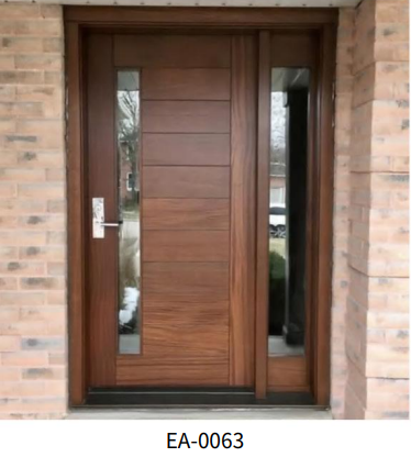 Porte d'entrée moderne en bois avec vitrage latéral