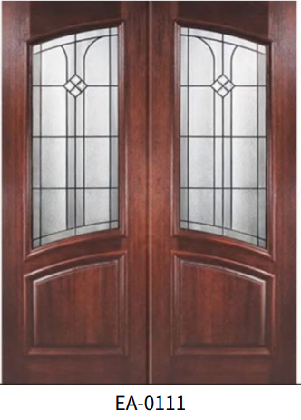 Porte Double en Bois Massif avec Inserts Vitrés Décoratifs