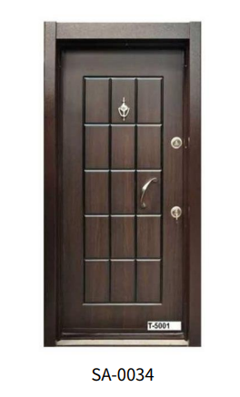 Porte d'entrée blindée en bois composite SA-0034 T-5001