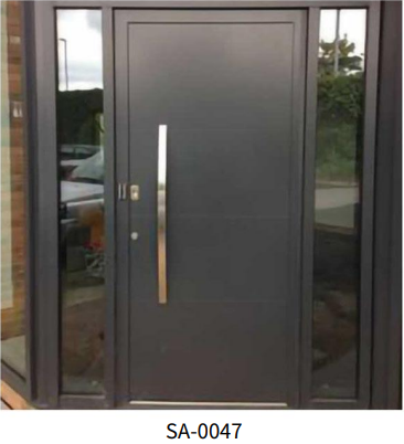 Porte d'entrée blindée en aluminium avec tierces vitrées
