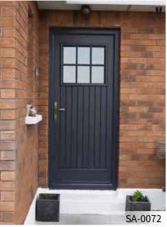 Porte d'entrée en PVC ou Aluminium avec vitrage quadrillé