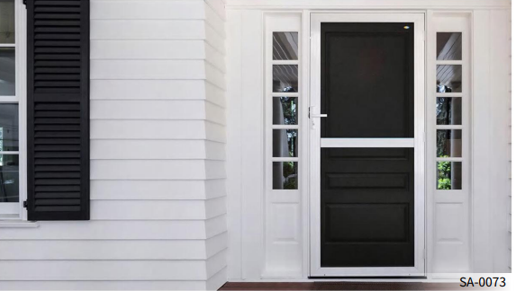 Porte moustiquaire en aluminium avec panneaux inférieurs pleins