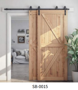 Porte de grange coulissante double en bois massif