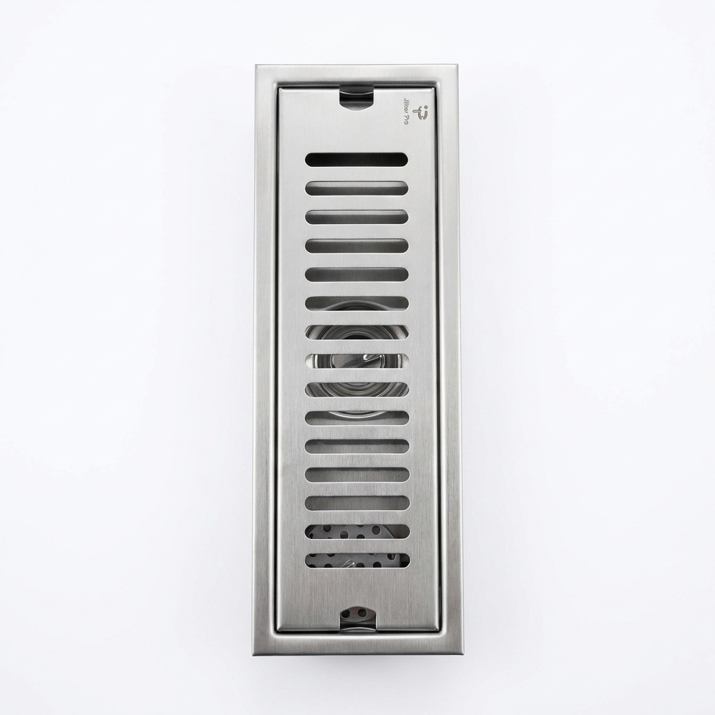 Caniveau de douche linéaire en acier inoxydable avec grille amovible