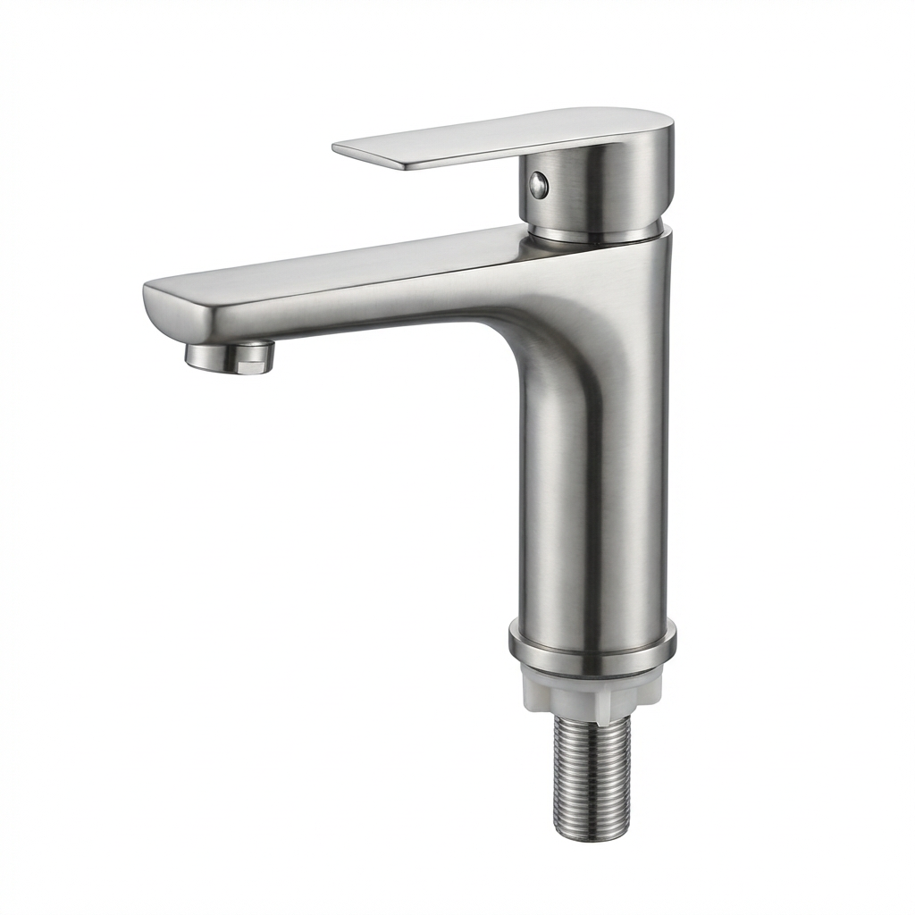 Robinet Mitigeur Monocommande Lavabo en Acier Inoxydable Brossé