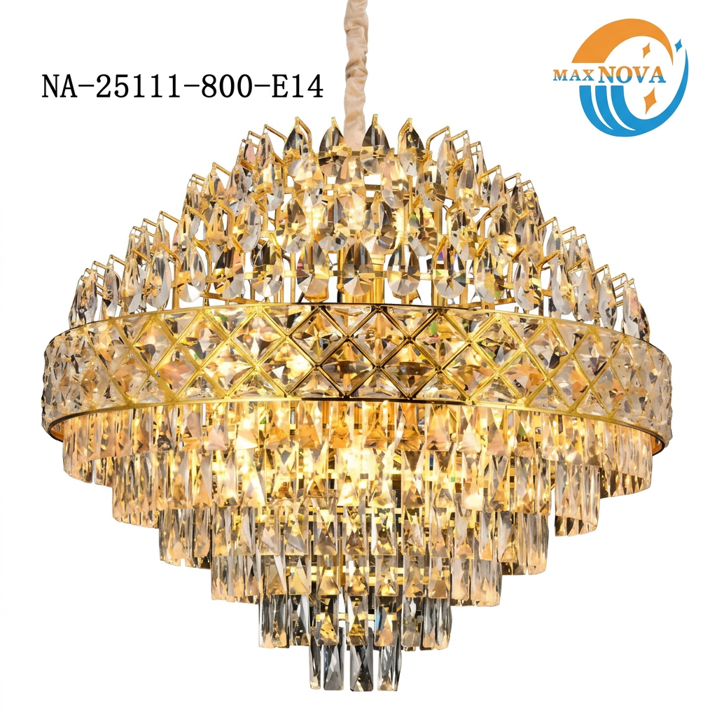 Lustre en cristal doré MAXNOVA NA-25111-800-E14