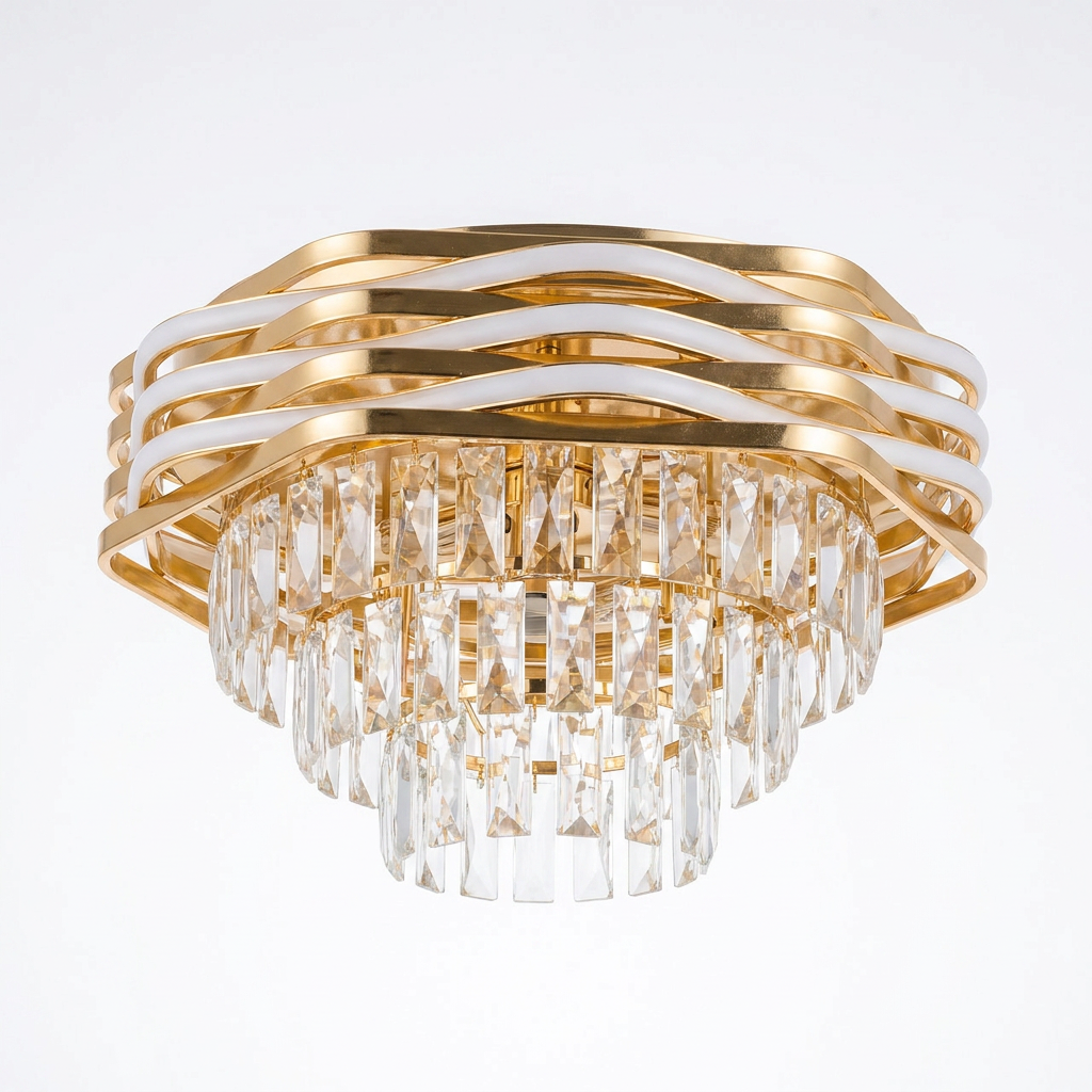 Lustre Ventilateur de plafond décoratif avec pampilles en cristal