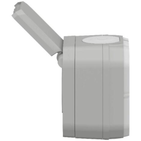 Prise 2P+T 16A saillie étanche grise complète avec éclipses de protection IP55 PLEXO LEGRAND 069731L - Photo 3